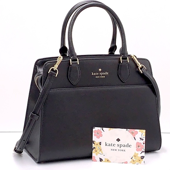 kate spade Handbags - KATE SPADE Madison Saffiano Leather Medium Satchel BLACK COLOR
